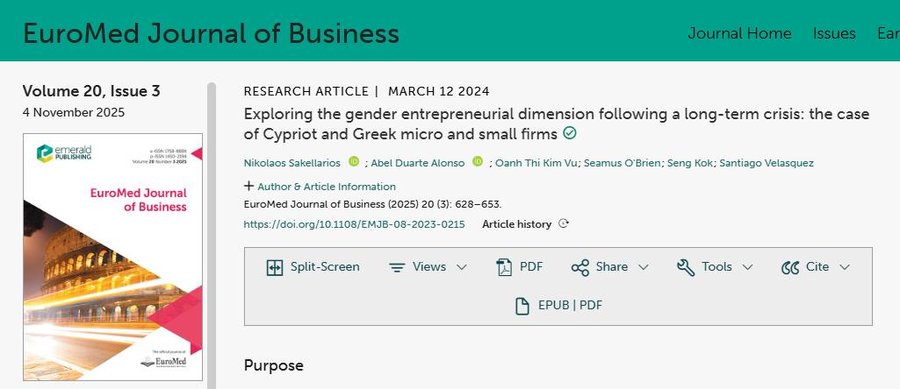 Bài báo Exploring the gender entrepreneurial dimension, EuroMed Journal of Business