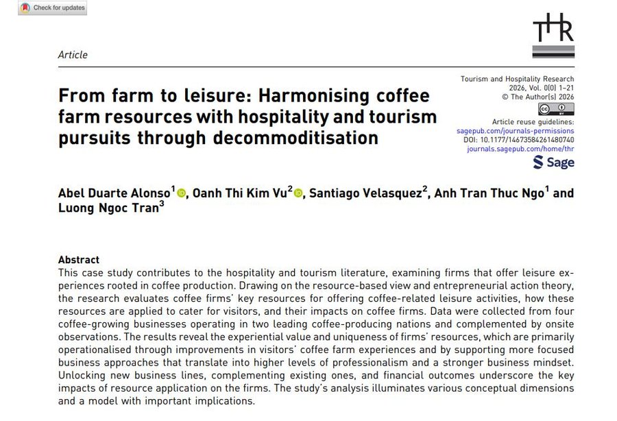 Bài báo From farm to leisure, Tourism and Hospitality Research